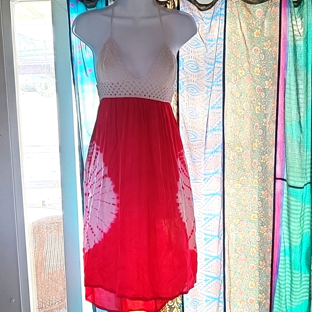Macrame Hi-Low Tiedie Dress NWOT